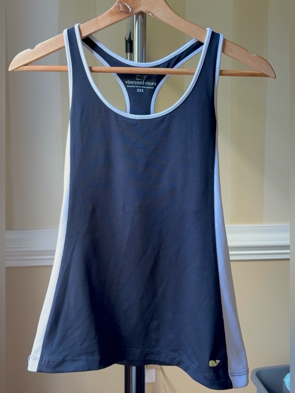 Vineyard Vines Black Performance Tank with Contrast White Panels